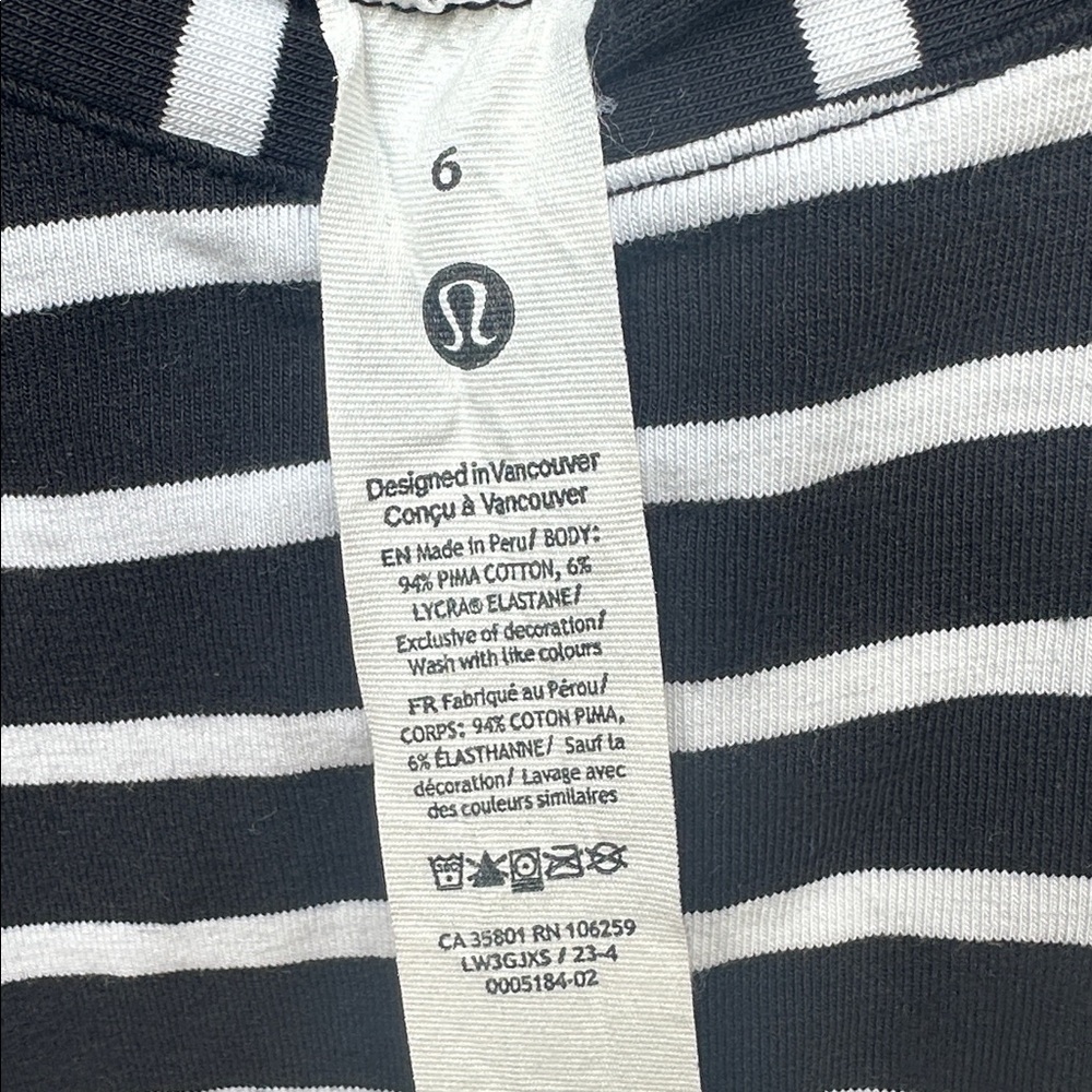 lululemon athletica Black and White Striped Long Sleeve Top - Picture 3 of 3